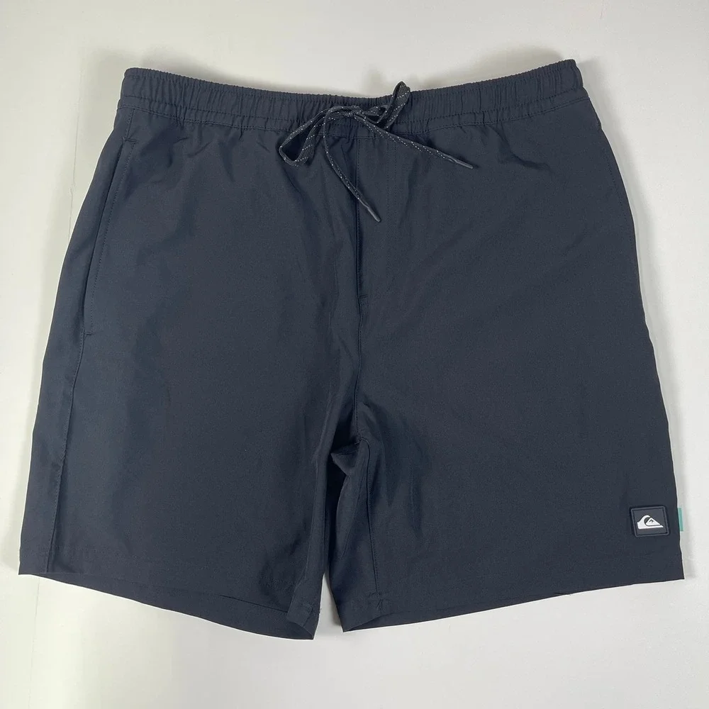 Quiksilver Waterman Collection Swim Volley Shorts Mens Medium Black 7 Inseam NEW